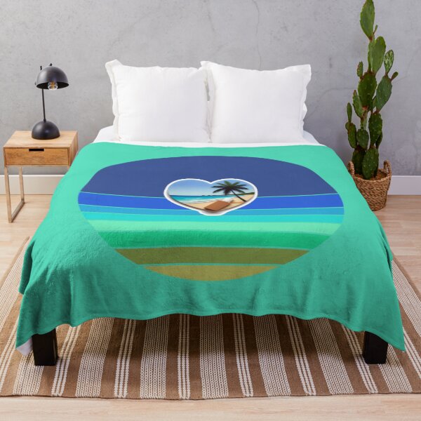 Item preview, Tropical Beach Palm Tree Coconut Sunblock in Heart on Retro Ocean Stripes designed and sold by Beachy.