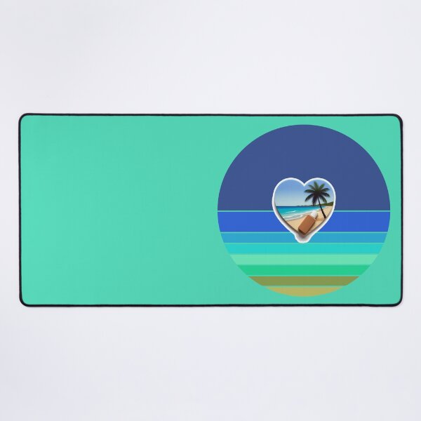 Item preview, Tropical Beach Palm Tree Coconut Sunblock in Heart on Retro Ocean Stripes designed and sold by Beachy.