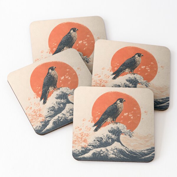 Item preview, Japanese Falcon Wave Rising Sun Ukiyo-e Woodcut Art designed and sold by GrinGalore.