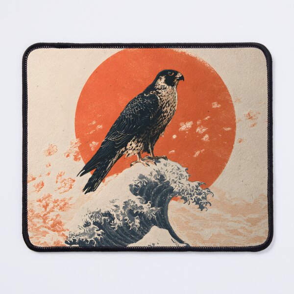 Item preview, Japanese Falcon Wave Rising Sun Ukiyo-e Woodcut Art designed and sold by GrinGalore.