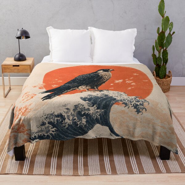 Item preview, Japanese Falcon Wave Rising Sun Ukiyo-e Woodcut Art designed and sold by GrinGalore.