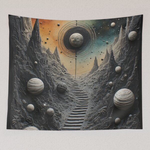 Item preview, A cosmic journey through a surreal rocky landscape designed and sold by Mianku | Für das Leben.