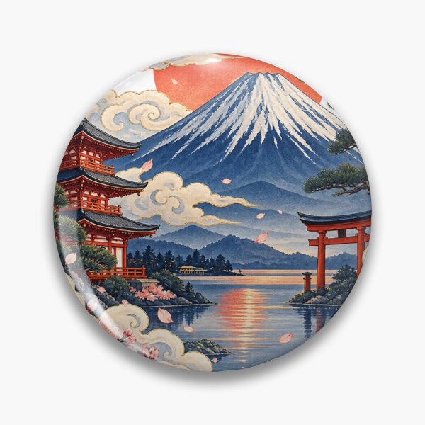 Item preview, El tranquilo Monte Fuji y el sol rojo (arte japonés) designed and sold by meow906.