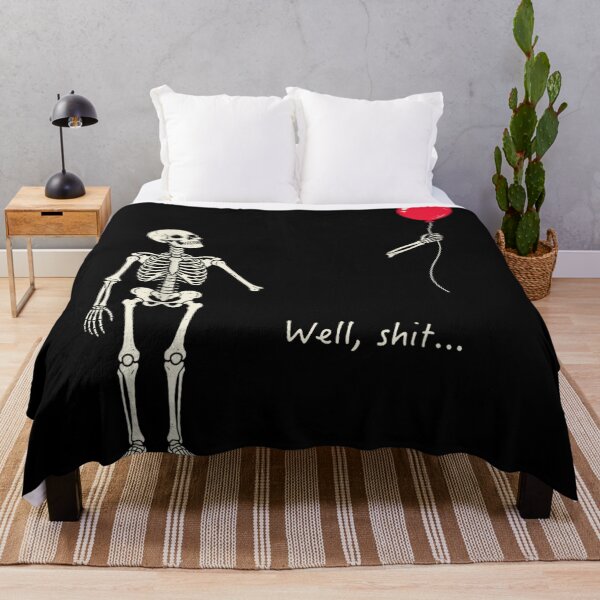 Item preview, Funny Skeleton Losing Arm With Red Balloon Well Shit Dark Humor Graphic designed and sold by Chaya Reid.