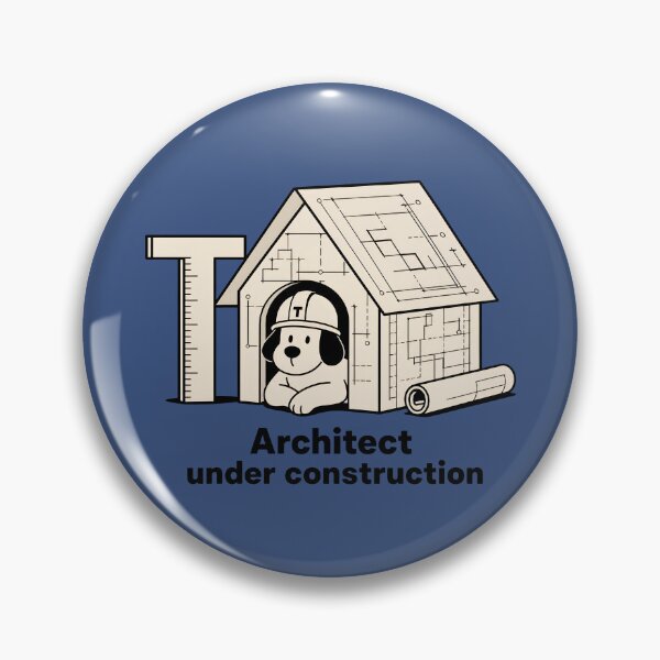 Item preview, Architect Under Construction – Blueprint Dog Architecture Sticker designed and sold by ManggaeJM.