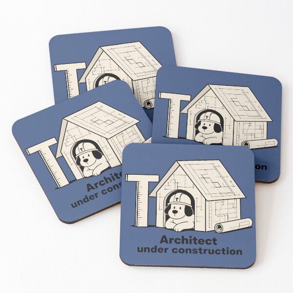 Item preview, Architect Under Construction – Blueprint Dog Architecture Sticker designed and sold by ManggaeJM.