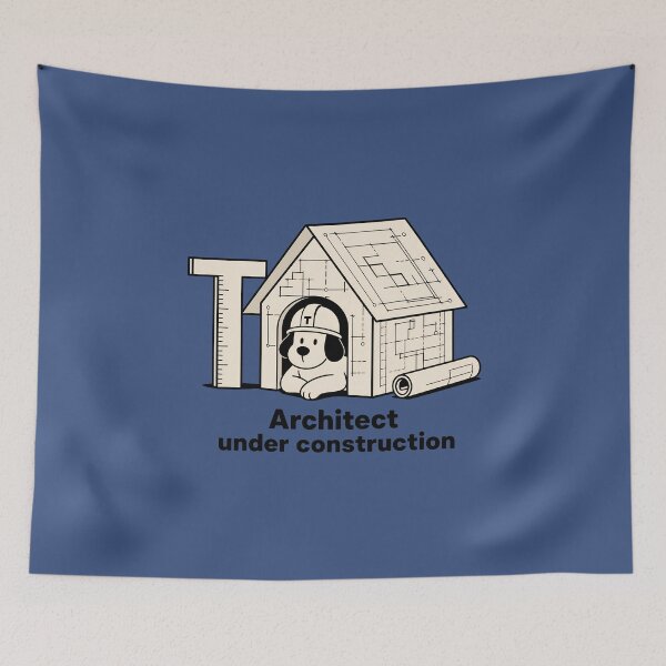 Item preview, Architect Under Construction – Blueprint Dog Architecture Sticker designed and sold by ManggaeJM.