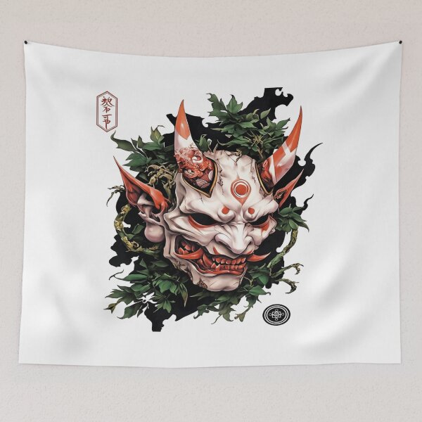 Item preview, Ivory Oni Mask and Forest Vines designed and sold by SquareSign.