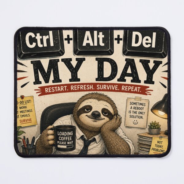 Item preview, Ctrl Alt Del My Day – Funny Office Sloth Work Humor designed and sold by SlanPOD.