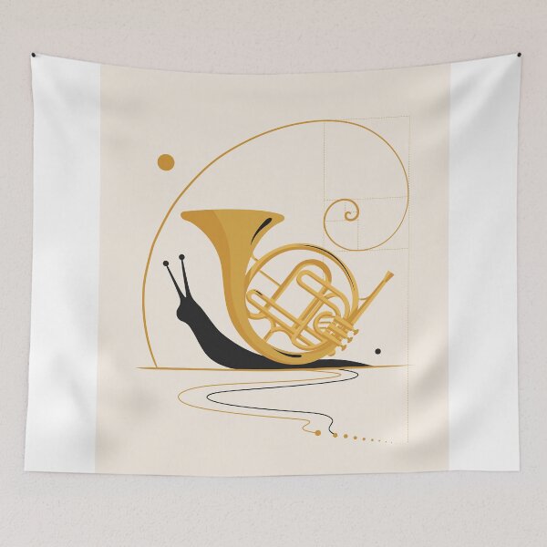 Item preview, French Horn Snail | Modern Musical Illustration designed and sold by Studio pod Burom.