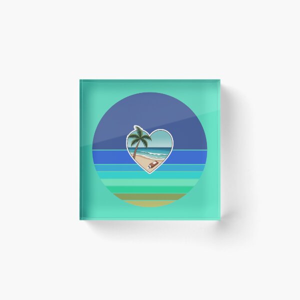 Item preview, Tropical Beach Palm Tree and Coconut Sunblock Lotion in Heart on Retro Stripes designed and sold by Beachy.