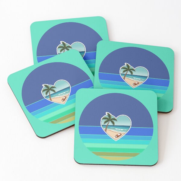 Item preview, Tropical Beach Palm Tree and Coconut Sunblock Lotion in Heart on Retro Stripes designed and sold by Beachy.