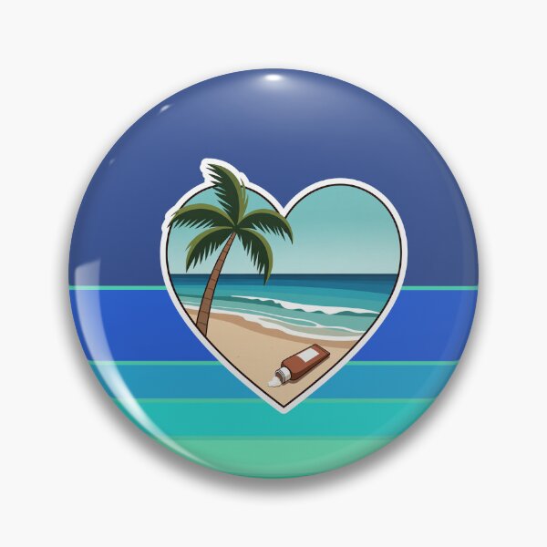 Item preview, Tropical Beach Palm Tree and Coconut Sunblock Lotion in Heart on Retro Stripes designed and sold by Beachy.