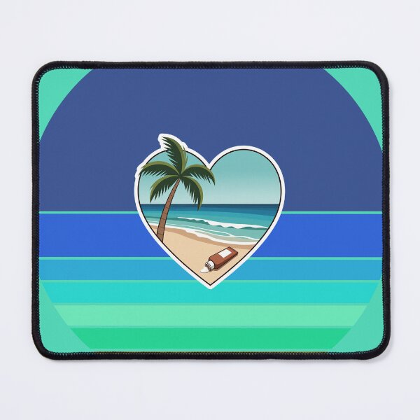 Item preview, Tropical Beach Palm Tree and Coconut Sunblock Lotion in Heart on Retro Stripes designed and sold by Beachy.