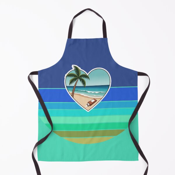 Item preview, Tropical Beach Palm Tree and Coconut Sunblock Lotion in Heart on Retro Stripes designed and sold by Beachy.