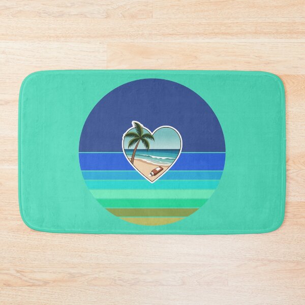 Item preview, Tropical Beach Palm Tree and Coconut Sunblock Lotion in Heart on Retro Stripes designed and sold by Beachy.