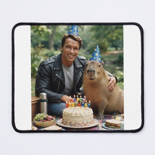 Item preview, arnold schwarzenegger  capybara picnic capybaras animal pet nature meme memes funny parody christmas birthday  designed and sold by CheeseBlueprint.