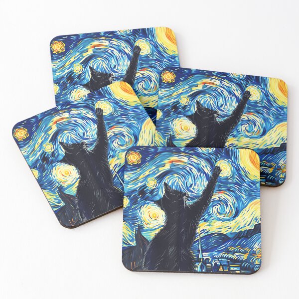 Item preview, Van Gogh Style Starry Night Cute Cat Art designed and sold by MOHAMED AKKAR.
