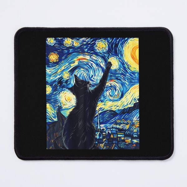 Item preview, Van Gogh Style Starry Night Cute Cat Art designed and sold by MOHAMED AKKAR.
