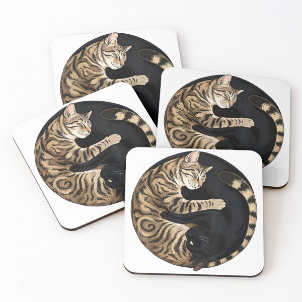 Item preview, Yin Yang Sleeping Cats Vintage Style Art Gift For Feline And Pet Lovers designed and sold by Phil Ben.