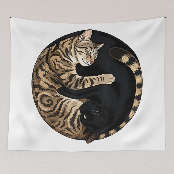 Item preview, Yin Yang Sleeping Cats Vintage Style Art Gift For Feline And Pet Lovers designed and sold by Phil Ben.