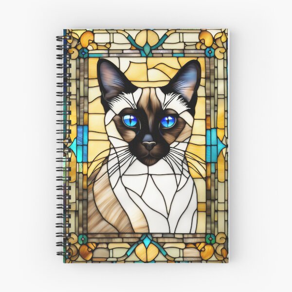 Item preview, Siamese Cat Stained Glass Style Portrait Illustration designed and sold by pinkal.