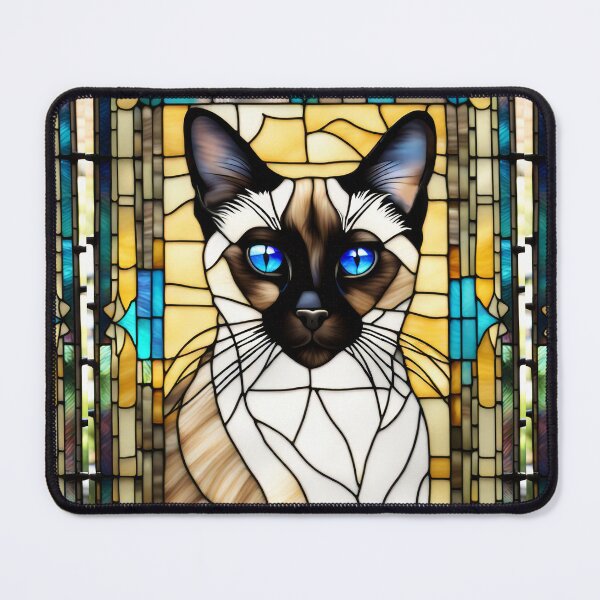 Item preview, Siamese Cat Stained Glass Style Portrait Illustration designed and sold by pinkal.