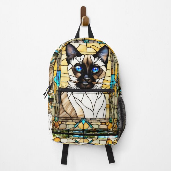 Item preview, Siamese Cat Stained Glass Style Portrait Illustration designed and sold by pinkal.