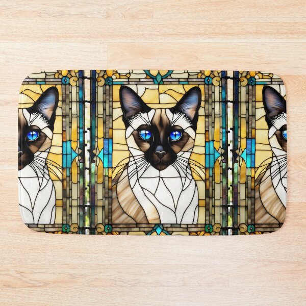 Item preview, Siamese Cat Stained Glass Style Portrait Illustration designed and sold by pinkal.