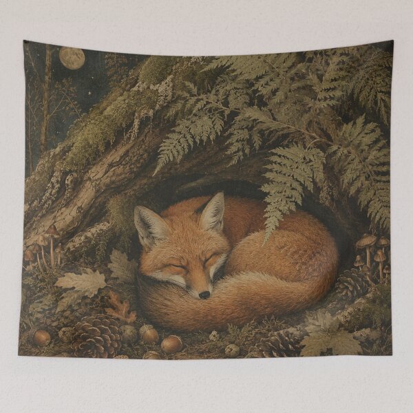 Item preview, Fern Hollow Rest - Cottage Woodland Fox designed and sold by bapupa.
