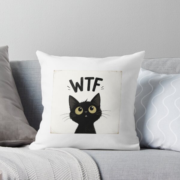 Item preview, WTF Black Cat – Funny Surprised Cat Vintage Cartoon designed and sold by mayatA-rt.