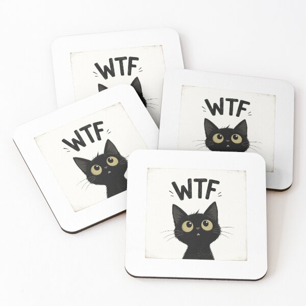 Item preview, WTF Black Cat – Funny Surprised Cat Vintage Cartoon designed and sold by mayatA-rt.