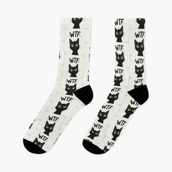 Item preview, WTF Black Cat – Funny Surprised Cat Vintage Cartoon designed and sold by mayatA-rt.