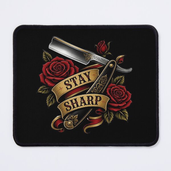 Item preview, Stay Sharp Vintage Straight Razor Barber Rose Tattoo Art designed and sold by Barber MD Culture.