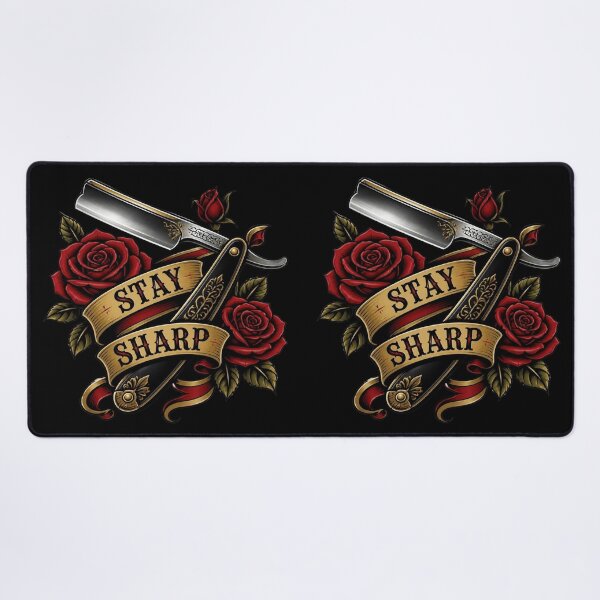 Item preview, Stay Sharp Vintage Straight Razor Barber Rose Tattoo Art designed and sold by Barber MD Culture.
