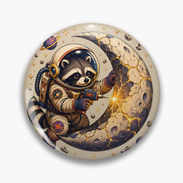 Item preview, Raccoon Moon Mechanic – Cute Astronaut Space Adventure designed and sold by VioVibe.