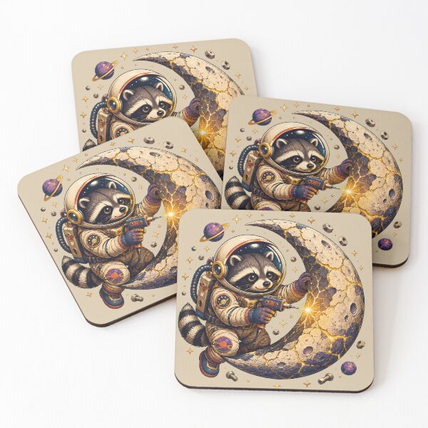 Item preview, Raccoon Moon Mechanic – Cute Astronaut Space Adventure designed and sold by VioVibe.