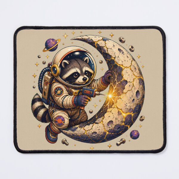Item preview, Raccoon Moon Mechanic – Cute Astronaut Space Adventure designed and sold by VioVibe.
