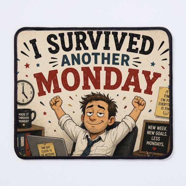Item preview, I Survived Another Monday – Funny Office Work Humor designed and sold by SlanPOD.