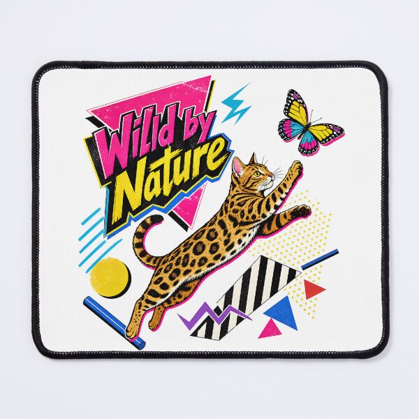 Item preview, Wild by Nature – 90s Pop Art Bengal Cat & Butterfly designed and sold by Bengoer18.