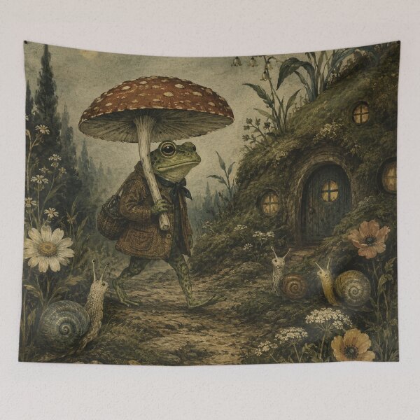 Item preview, Mushroom Umbrella - Cottage Woodland Frog designed and sold by bapupa.