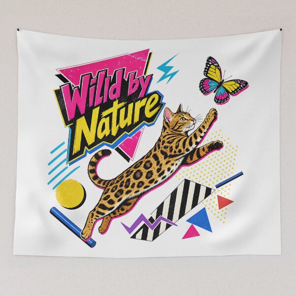 Item preview, Wild by Nature – 90s Pop Art Bengal Cat & Butterfly designed and sold by Bengoer18.