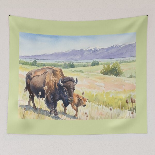 Item preview, Bison and Calf, Montana designed and sold by Pinkgnomie.