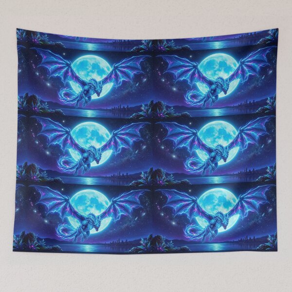 Item preview, Blue Dragon Flying Over Night City designed and sold by DWolf04.