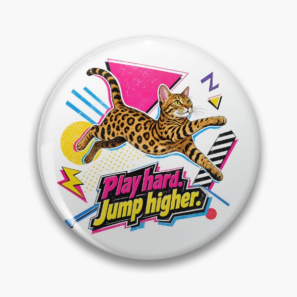 Item preview, Play Hard Jump Higher – 90s Memphis Bengal Cat designed and sold by Bengoer18.