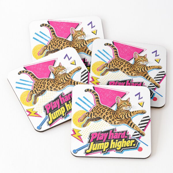 Item preview, Play Hard Jump Higher – 90s Memphis Bengal Cat designed and sold by Bengoer18.