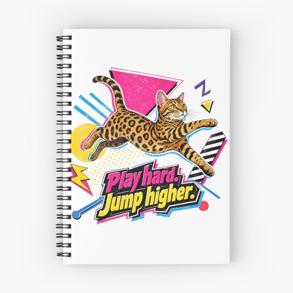 Item preview, Play Hard Jump Higher – 90s Memphis Bengal Cat designed and sold by Bengoer18.