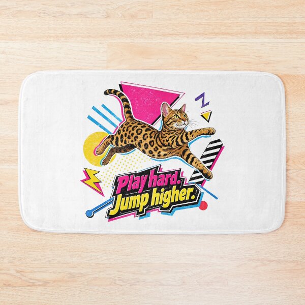 Item preview, Play Hard Jump Higher – 90s Memphis Bengal Cat designed and sold by Bengoer18.
