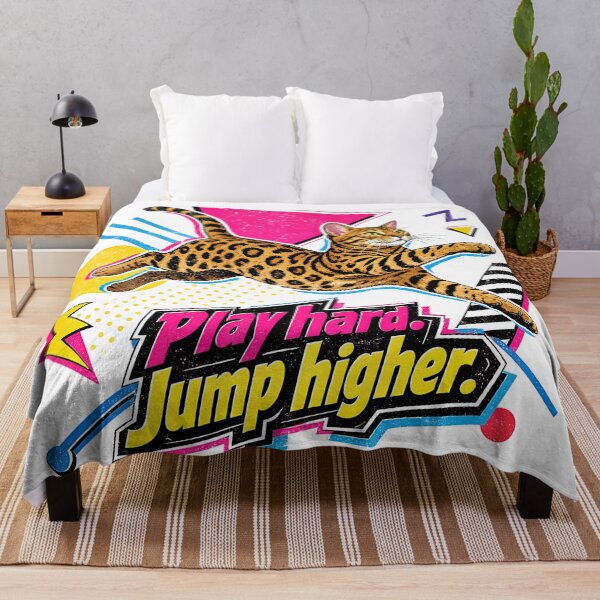 Item preview, Play Hard Jump Higher – 90s Memphis Bengal Cat designed and sold by Bengoer18.