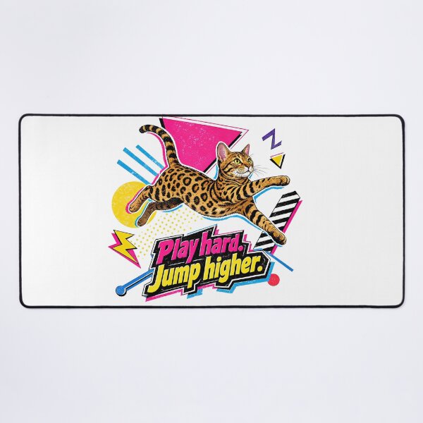 Item preview, Play Hard Jump Higher – 90s Memphis Bengal Cat designed and sold by Bengoer18.